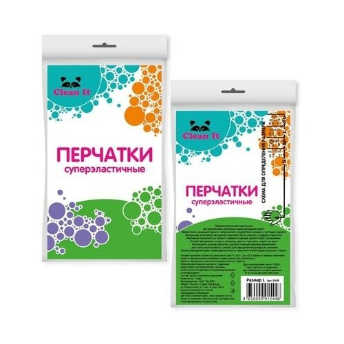 фото Clean it перчатки резиновые clear line суперэластичные размер l 1 пара l