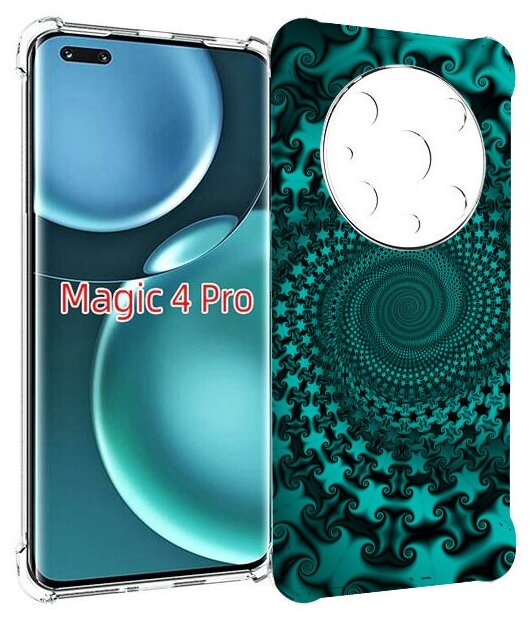 Чехол MyPads зеленый-гипноз для Honor Magic4 Pro / Magic4 Ultimate задняя-панель-накладка-бампер