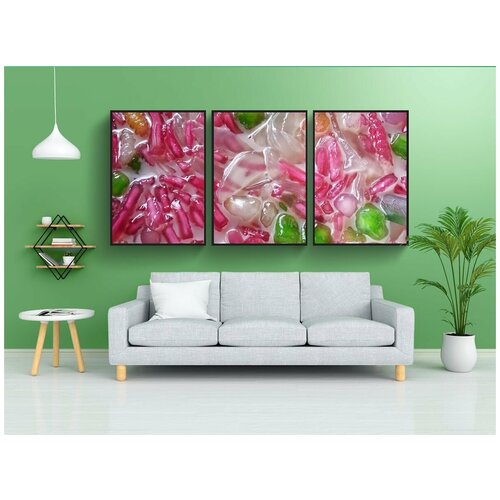 фото Набор модулных постеров для интерьера "конфеты, сладости, тайский десерт" 60x90 см. в тубусе, без рамки lotsprints