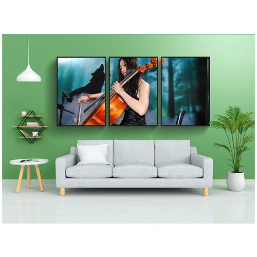 фото Набор модулных постеров для интерьера "модель, скрипка, красота" 60x90 см. в тубусе, без рамки lotsprints