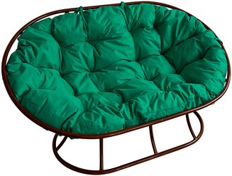 Диван мамасан коричневый, зелёная подушка