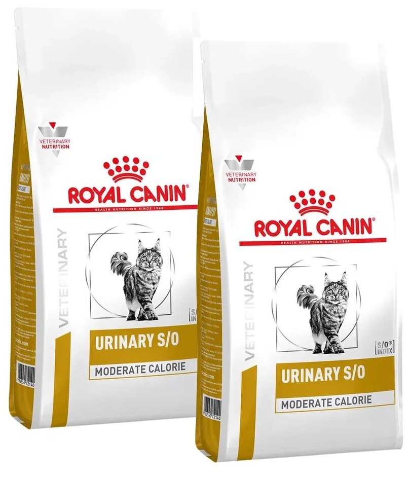 ROYAL CANIN URINARY S/O MODERATE CALORIE для взрослых кошек при мочекаменной болезни с умеренным содержанием энергии (0,4 + 0,4 кг)