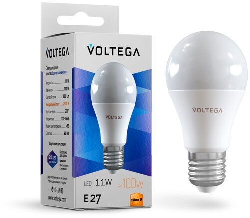 Лампа светодиодная Voltega 5737, E27, 11 Вт, 2800 К