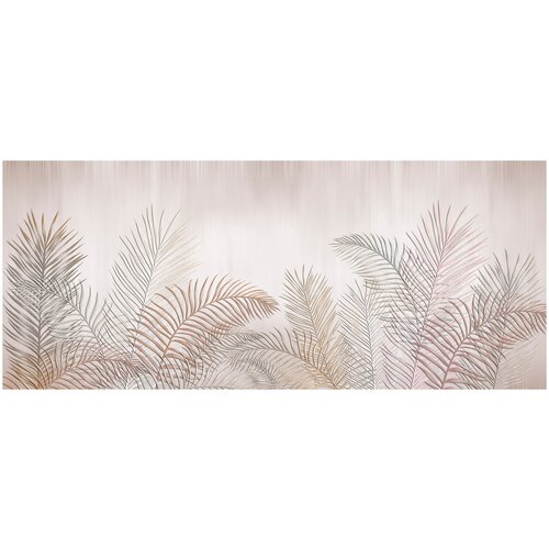 фотообои уютная стена роскошные золотые пальмовые листья на темном фоне 640х270 см виниловые бесшовные единым полотном Фотообои Уютная стена Бежевые пальмовые листья 640х270 см Виниловые Бесшовные (единым полотном)