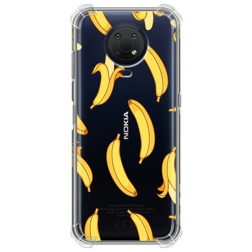 Полупрозрачный дизайнерский силиконовый с усиленными углами чехол для Nokia G10 Прозрачные бананы
