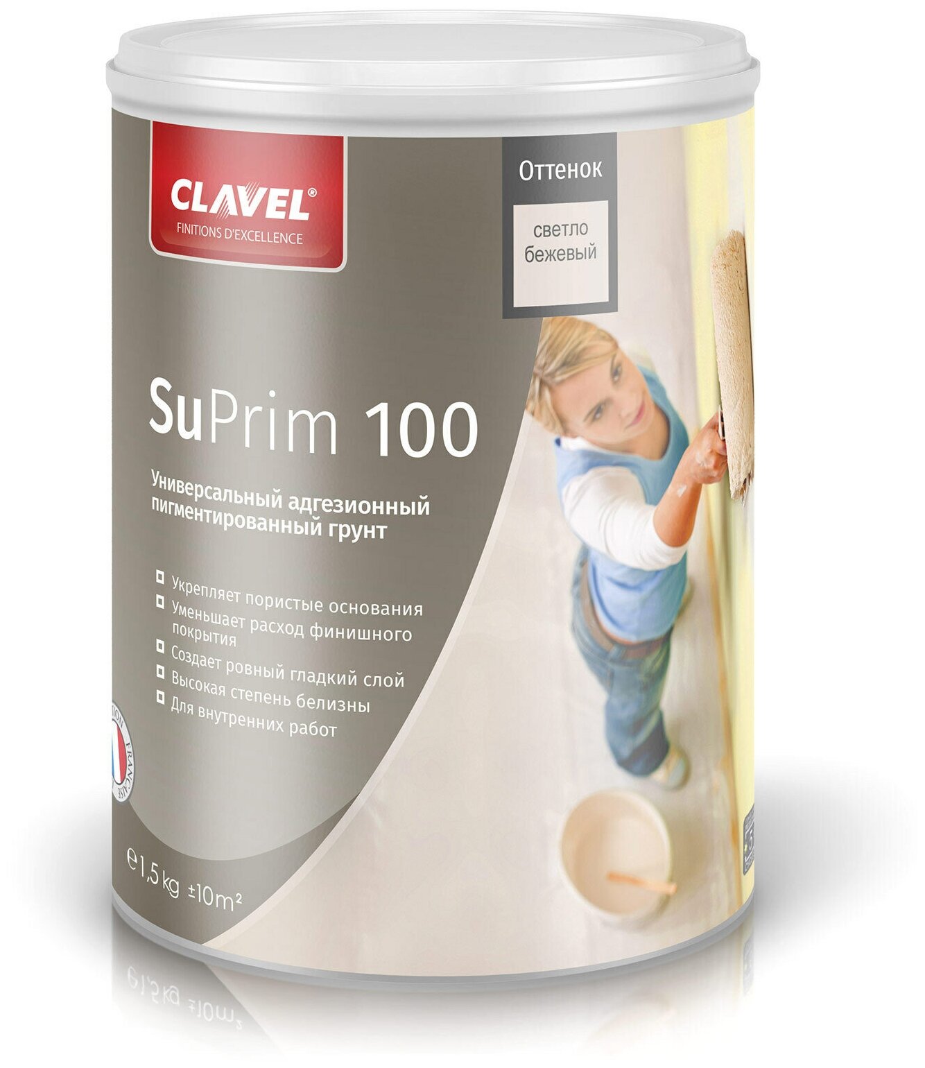 Универсальная грунтовка Clavel Suprim 100, 1,5 кг, светло-бежевый - фотография № 1