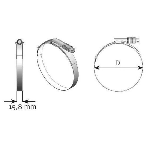 DINEX 98877 DIN98877_хомут патрубка выхлопных газов к интеркулеру 5 d121-143мм нерж\INTERN