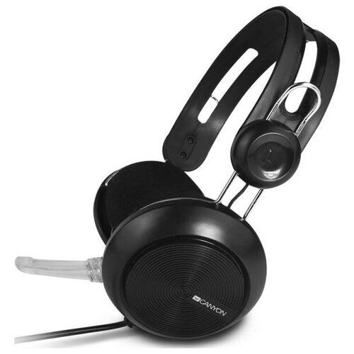 CANYON CHSU-1 basic PC headset with microphone, USB plug, leather pads, Flat cable length 2.0m, 160*60*160mm, 0.13kg, Black;