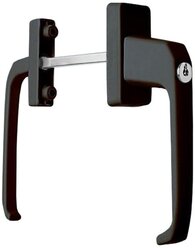 Ручка балконная коричневая двухсторонняя (узкая/широкая), c ключом, металлическая