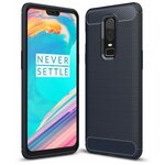 Чехол-накладка Carbon Fibre для OnePlus 6 (темно-синий) - изображение