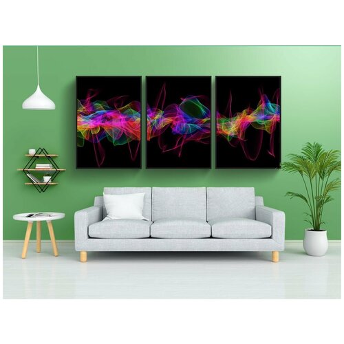 фото Набор модулных постеров для интерьера "кисть, частицы, волны" 60x90 см. в тубусе, без рамки lotsprints