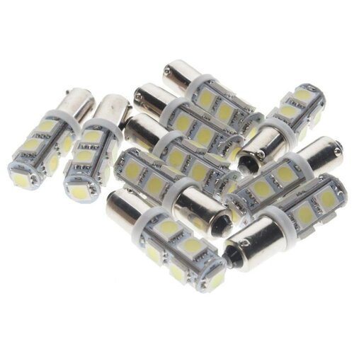 Лампа светодиодная 12V T4W BA9s 6000K 9 SMD 5050 White MEGA ELECTRIC 090131W