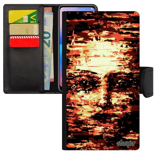 фото Противоударный чехол книжка на телефон // apple iphone se 2020 // "женское лицо" иллюзия дизайн, utaupia, оранжевый