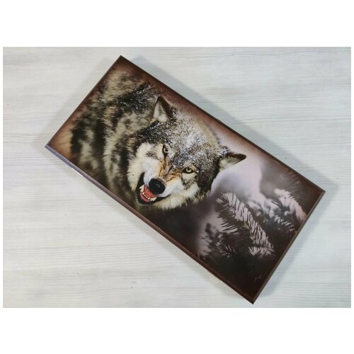 Нарды деревянные подарочные Волчий оскал средние 50 см