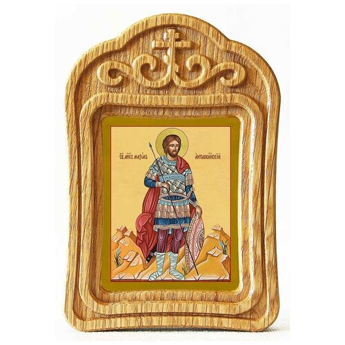 Мученик Максим Антиохийский, икона в резной деревянной рамке