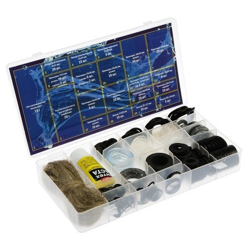 Набор прокладок MasterProf, для смесителя и бытовой сантехники Сантехник-4, более 200 шт. прокладка резиновая для воды 1 1 4 2 шт