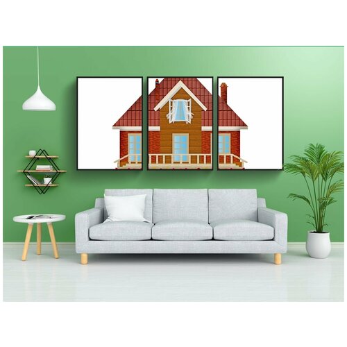 фото Набор модулных постеров для интерьера "современный дом, дом, архитектуры" 60x90 см. в тубусе, без рамки lotsprints