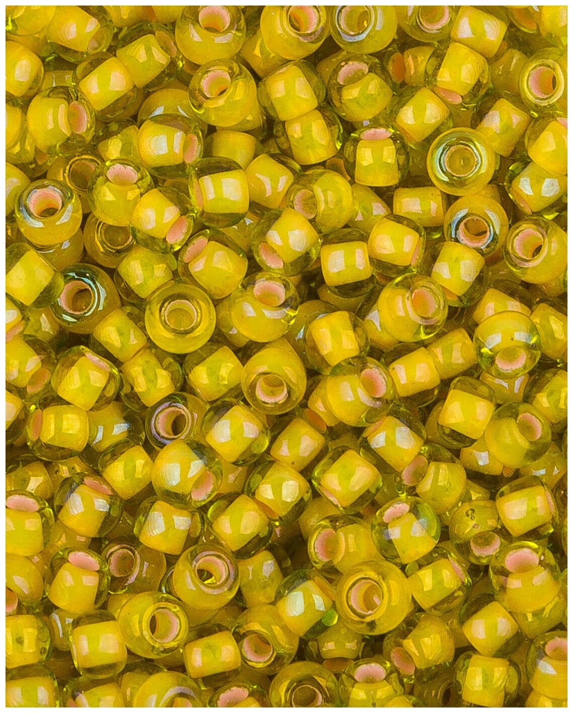 Японский бисер Toho, размер 11/0, цвет: Окрашенный изнутри желтый/абрикос (302), 10 грамм
