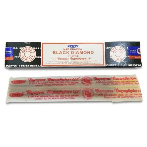 Благовония Satya nag champa Black Diamond (Черный Бриллиант) 15г, 12 палочек сыпучие благовония очищение сбор трав и эфирных масел 100 мл