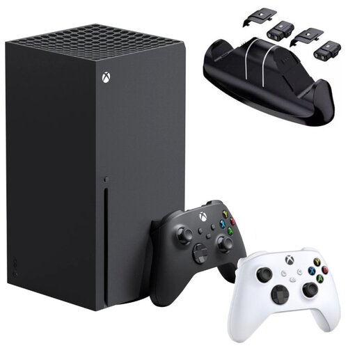 фото Игровая приставка microsoft xbox series x 1 тб, черный/белый, 2-й геймпад (robot white) + зарядная станция + 2 аккумулятора 1100 ма·ч + 4 крышки