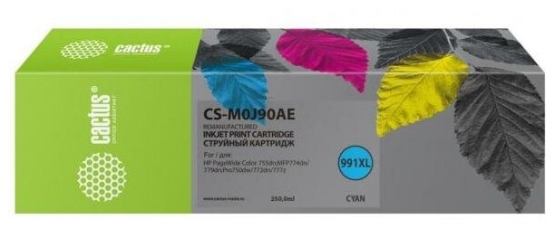 Картридж струйный Cactus 991XL CS-M0J90AE голубой (250мл) для HP PW 755dn/MFP774dn/779dn/Pro750dw/772dn