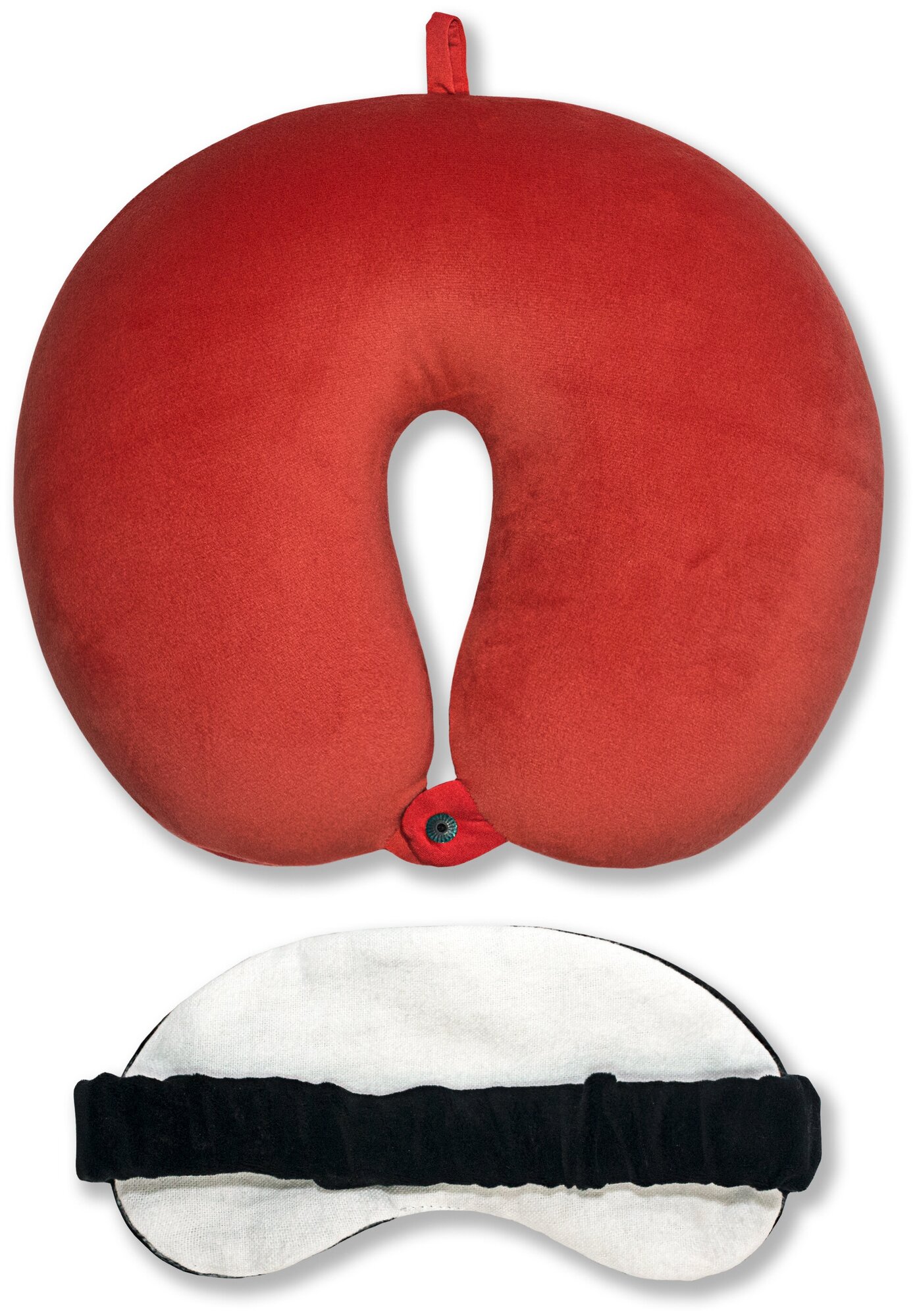 Подушка для шеи антистресс с маской Штучки, к которым тянутся ручки Облико Морале, красная с черной маской - фотография № 2