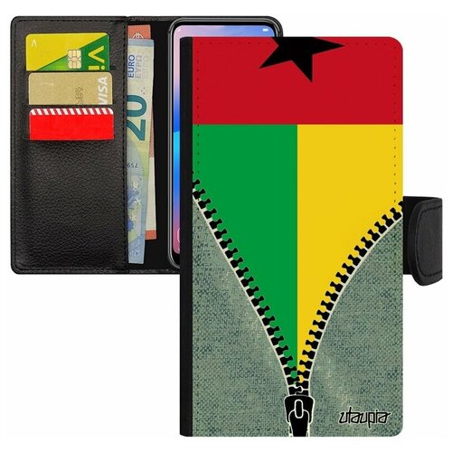 фото Чехол-книжка для смарфона mi 8 lite, "флаг гвинеи бисау на молнии" туризм государственный utaupia