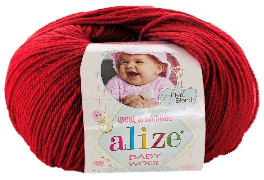 Пряжа Alize Baby Wool темно-красный (106), 40%шерсть/20%бамбук/40%акрил, 175м, 50г, 1шт