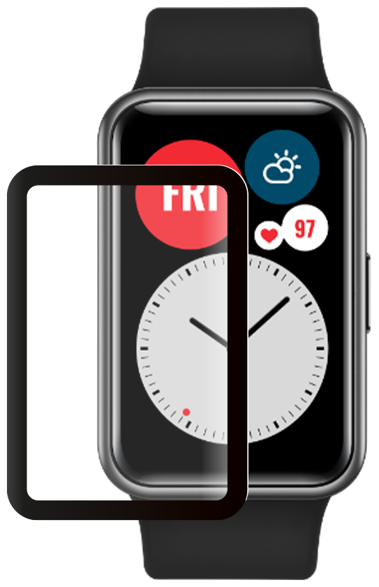 Защитное органическое стекло Watch PMMA для Huawei Watch Fit/Honor Watch ES, черная рамка, Deppa 62738