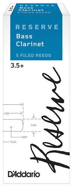 DER05355 Reserve Трости для кларнета бас, размер 3.5+, 5шт, Rico