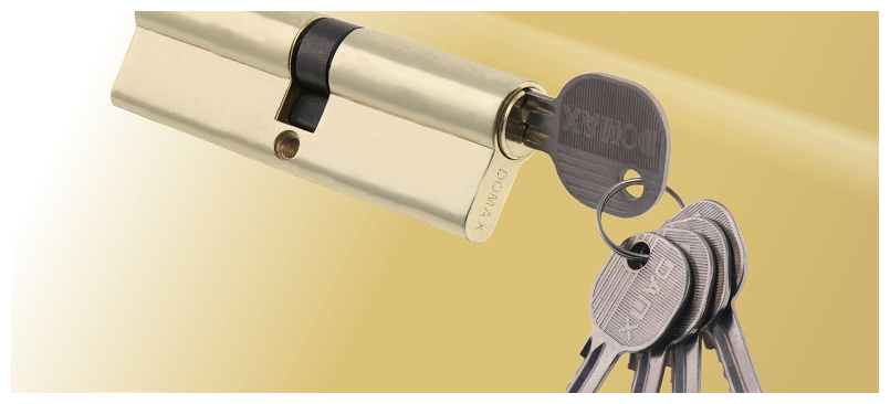 Цилиндровый механизм(личинка для замка)DAMX Простой ключ-ключ N90 мм PB (Полированная латунь)