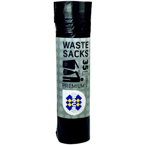 Meule Waste Sacks Premium Мешки для мусора с завязками чёрные 35 л 15 шт.