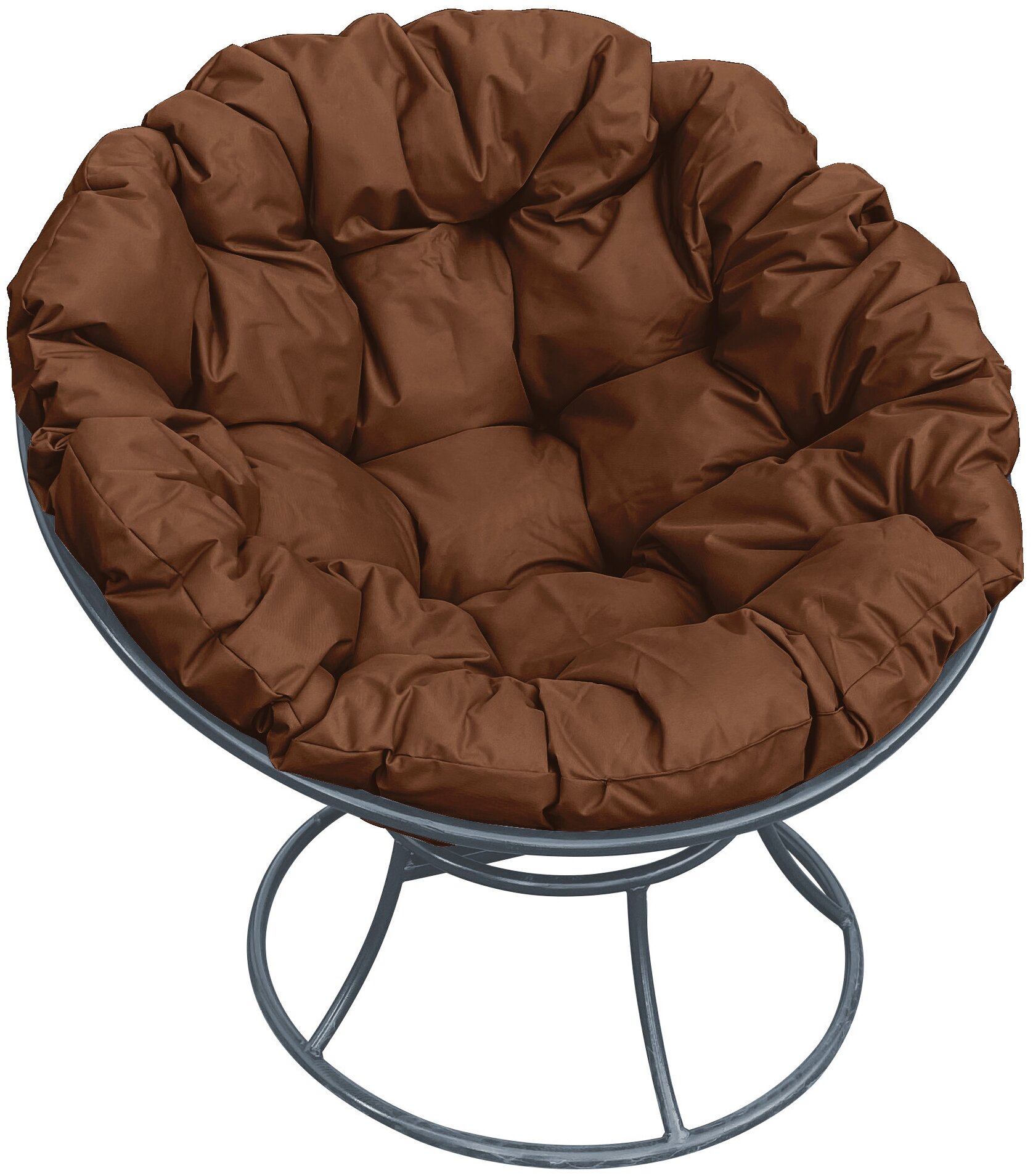 Кресло m-group папасан серое, коричневая подушка - фотография № 1
