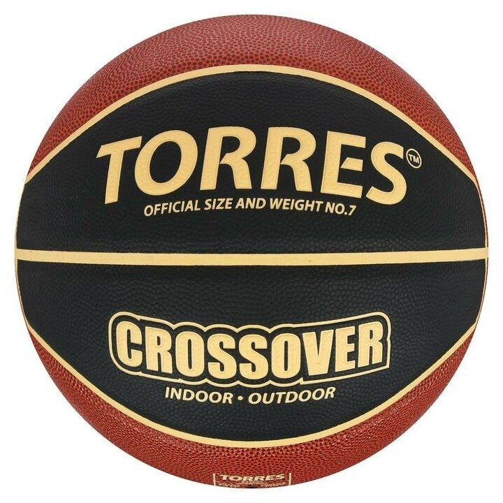 Мяч TORRES "Crossover", баскетбольный, B32097, размер 7, цвет коричневый, черный