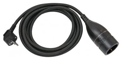1161830010 Brennenstuhl удлинитель-переноска Quality Plastic Extension Cable 3м., 1 роз., черный - фотография № 1