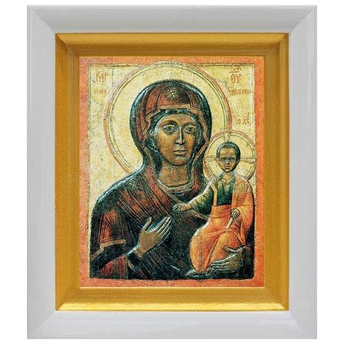 Влахернская икона Божией Матери, белый киот 14,5*16,5 см