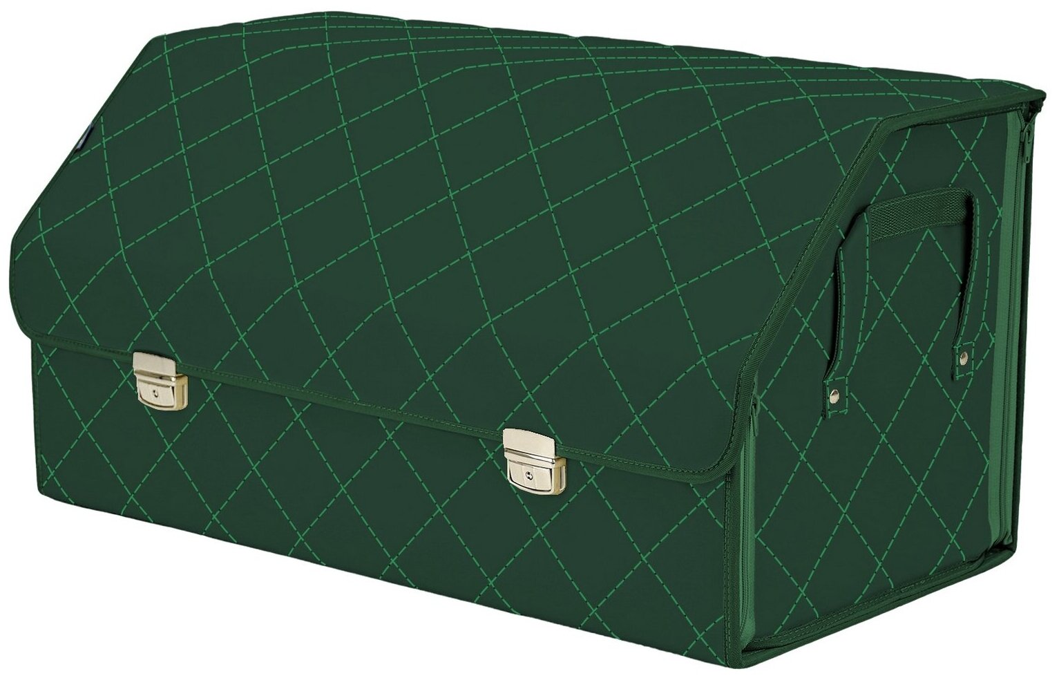 Органайзер-саквояж в багажник "Союз Премиум" (размер XL Plus). Цвет: зеленый с зеленой прострочкой Ромб.