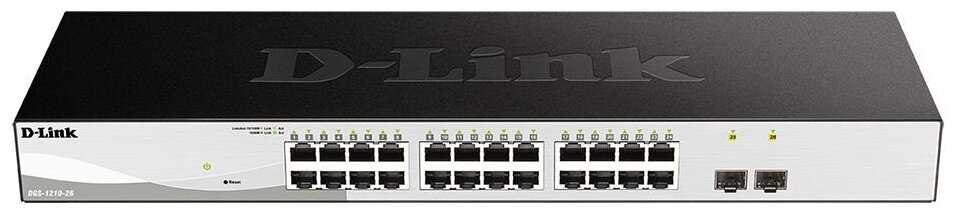 D-Link DGS-1210-26/FL1A Управляемый L2 коммутатор с 24 портами 10/100/1000Base-T и 2 портами 1000Base-X SFP