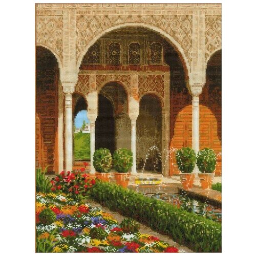 фото Набор для вышивания риолис "двор ручья, дворец хенералифе",30x40см
