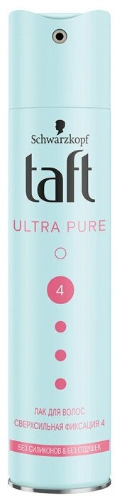 Тафт / Taft - Лак для волос Ultra Pure Сверхсильная фиксация 4 без силиконов и отдушек, 225 мл