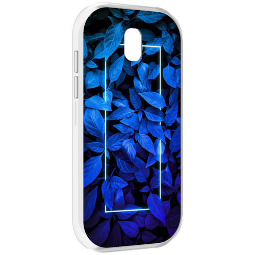 Чехол MyPads голубые цветочки неон для Caterpillar S42 задняя-панель-накладка-бампер