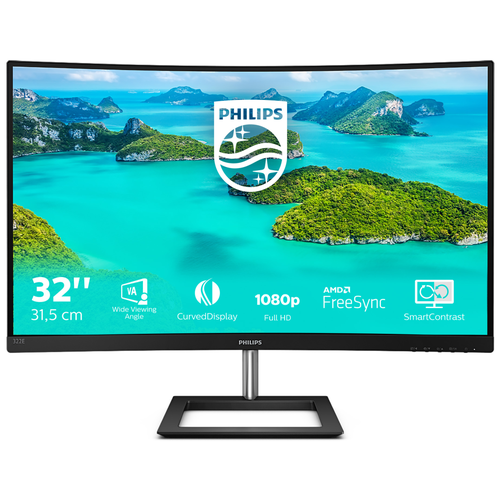 Монитор LCD 31.5' [16:9] 1920х1080(FHD) VA, Curved, nonGLARE, 250cd/m2, H178°/V178°, 3000:1, 16.7M, 4ms, VGA, HDMI, DP, Tilt, 2Y, Black монитор aoc 23 8 24g2sae fhd va vga hdmi dp curved