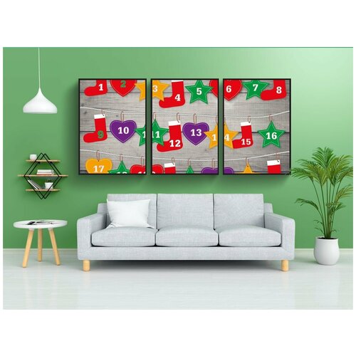 фото Набор модулных постеров для интерьера "календарь появления, адвент, адвент сезон" 60x90 см. в тубусе, без рамки lotsprints