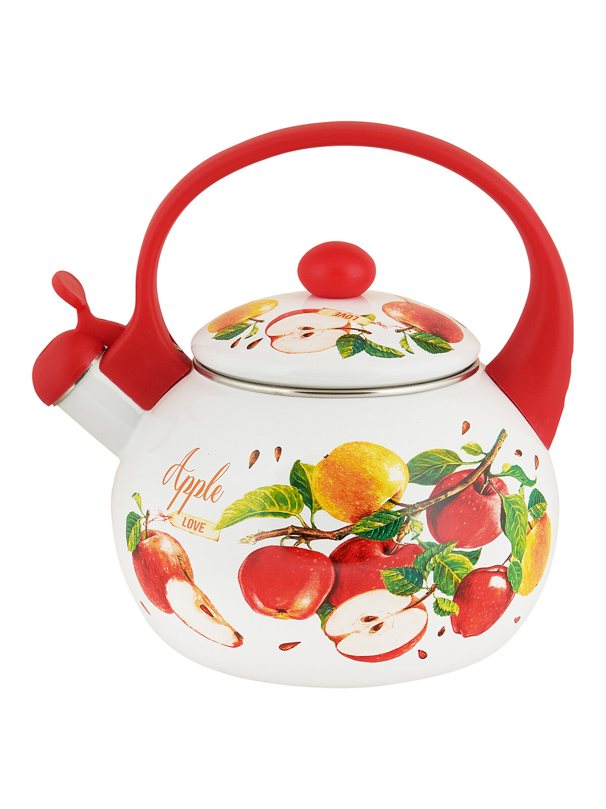 Чайник для плиты со свистком Appetite Яблоки эмалированный, 2 л