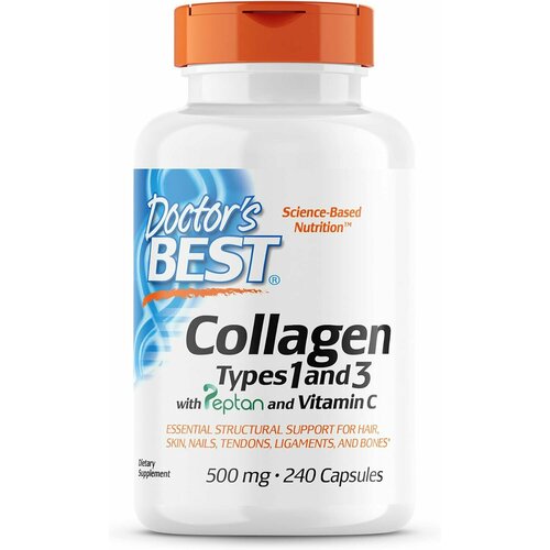 Doctors Best Collagen Types 1 and 3 500 mg 240 capsules (коллаген с пептаном и витамином C)