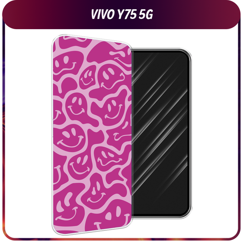 Силиконовый чехол на Vivo Y75 5G / Виво Y75 5G Расплывчатые смайлики розовые силиконовый чехол на vivo y75 5g виво y75 5g волна