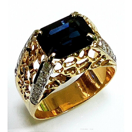 Перстень Эстерелла, желтое золото, 750 проба, родирование, размер 20.5