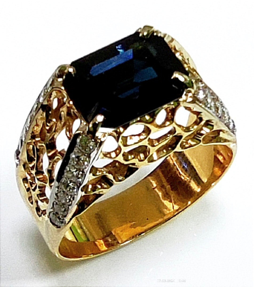 Перстень Эстерелла, желтое золото, 750 проба, родирование