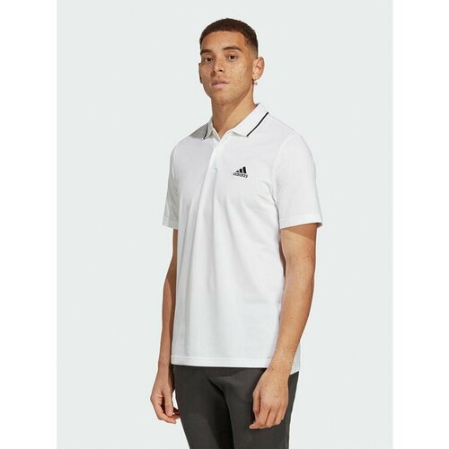 summer thin polo shirt short sleeved polo shirt men s middle aged striped lapel silk cotton polo shirt on the clothes Поло adidas, размер L [INT], белый