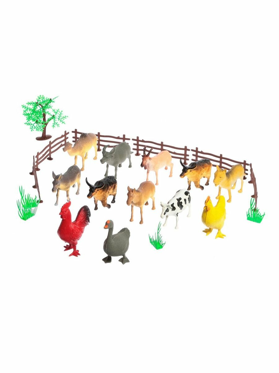 Набор животных "Моя ферма", 12 фигурок, с аксессуарами
